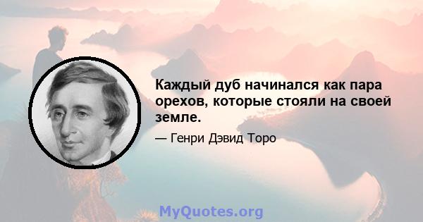 Каждый дуб начинался как пара орехов, которые стояли на своей земле.