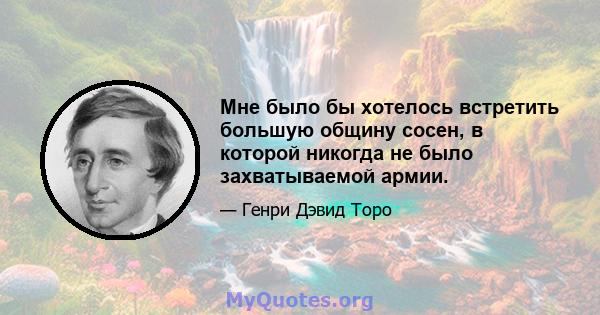 Мне было бы хотелось встретить большую общину сосен, в которой никогда не было захватываемой армии.