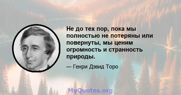 Не до тех пор, пока мы полностью не потеряны или повернуты, мы ценим огромность и странность природы.