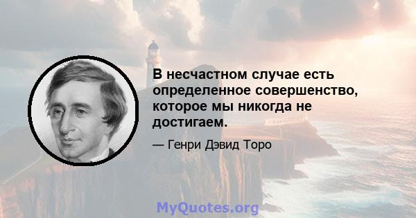 В несчастном случае есть определенное совершенство, которое мы никогда не достигаем.