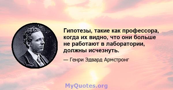 Гипотезы, такие как профессора, когда их видно, что они больше не работают в лаборатории, должны исчезнуть.