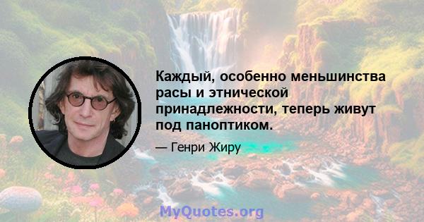 Каждый, особенно меньшинства расы и этнической принадлежности, теперь живут под паноптиком.