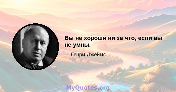 Вы не хороши ни за что, если вы не умны.