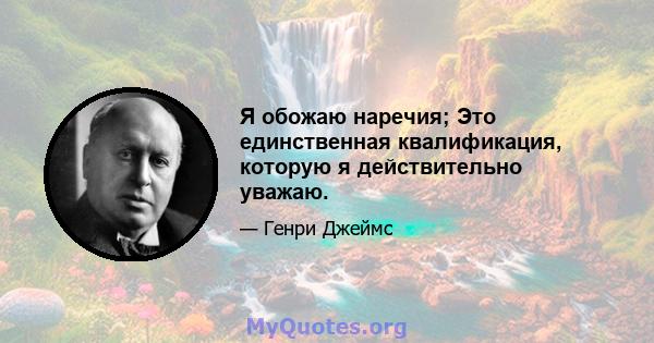 Я обожаю наречия; Это единственная квалификация, которую я действительно уважаю.