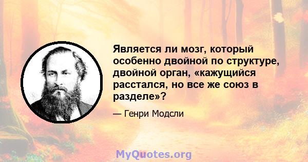 Является ли мозг, который особенно двойной по структуре, двойной орган, «кажущийся расстался, но все же союз в разделе»?