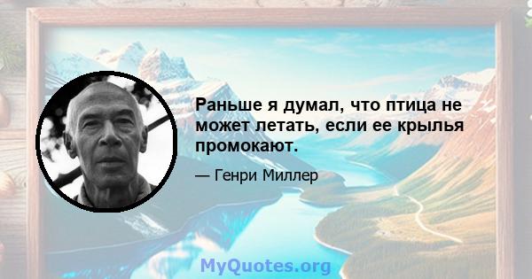 Раньше я думал, что птица не может летать, если ее крылья промокают.