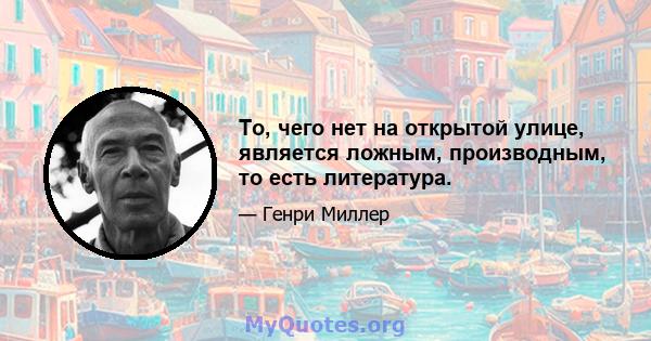 То, чего нет на открытой улице, является ложным, производным, то есть литература.