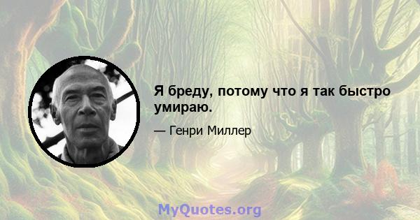 Я бреду, потому что я так быстро умираю.