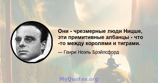 Они - чрезмерные люди Ницше, эти примитивные албанцы - что -то между королями и тиграми.