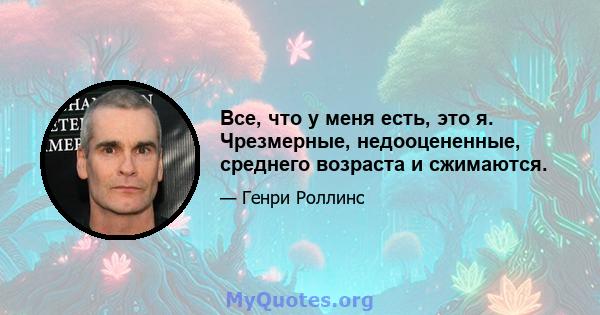 Все, что у меня есть, это я. Чрезмерные, недооцененные, среднего возраста и сжимаются.