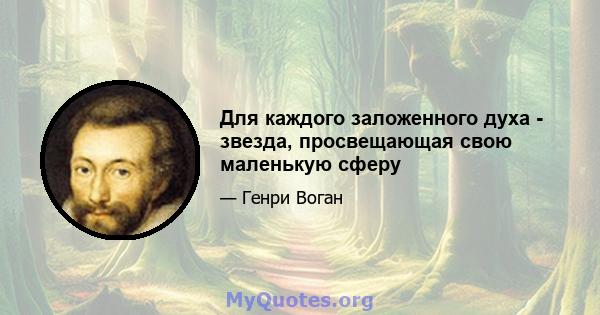 Для каждого заложенного духа - звезда, просвещающая свою маленькую сферу