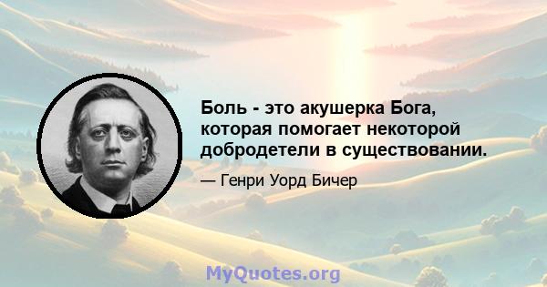 Боль - это акушерка Бога, которая помогает некоторой добродетели в существовании.