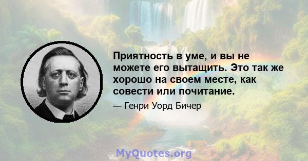 Приятность в уме, и вы не можете его вытащить. Это так же хорошо на своем месте, как совести или почитание.