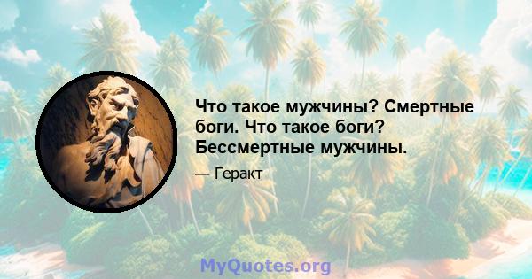 Что такое мужчины? Смертные боги. Что такое боги? Бессмертные мужчины.