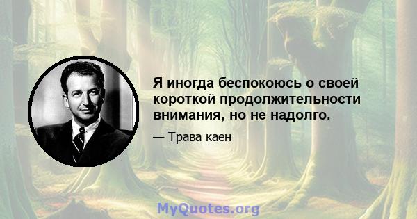 Я иногда беспокоюсь о своей короткой продолжительности внимания, но не надолго.