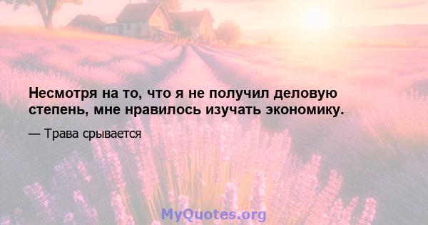 Несмотря на то, что я не получил деловую степень, мне нравилось изучать экономику.