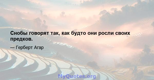 Снобы говорят так, как будто они росли своих предков.