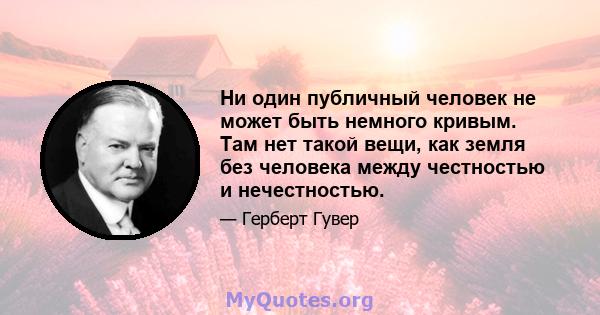 Ни один публичный человек не может быть немного кривым. Там нет такой вещи, как земля без человека между честностью и нечестностью.