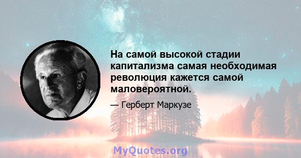 На самой высокой стадии капитализма самая необходимая революция кажется самой маловероятной.