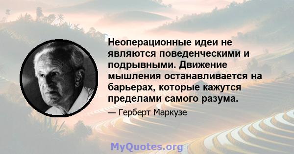 Неоперационные идеи не являются поведенческими и подрывными. Движение мышления останавливается на барьерах, которые кажутся пределами самого разума.