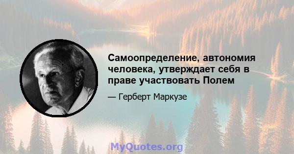 Самоопределение, автономия человека, утверждает себя в праве участвовать Полем