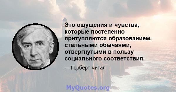 Это ощущения и чувства, которые постепенно притупляются образованием, стальными обычаями, отвергнутыми в пользу социального соответствия.