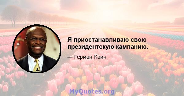 Я приостанавливаю свою президентскую кампанию.