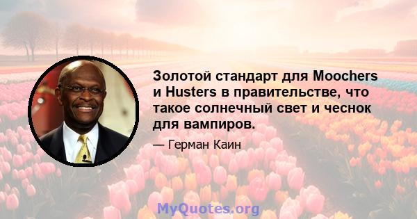 Золотой стандарт для Moochers и Husters в правительстве, что такое солнечный свет и чеснок для вампиров.