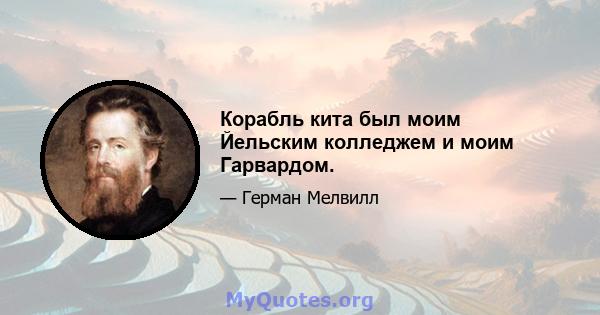 Корабль кита был моим Йельским колледжем и моим Гарвардом.