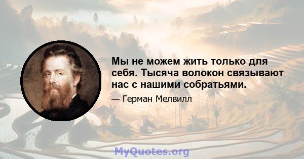 Мы не можем жить только для себя. Тысяча волокон связывают нас с нашими собратьями.