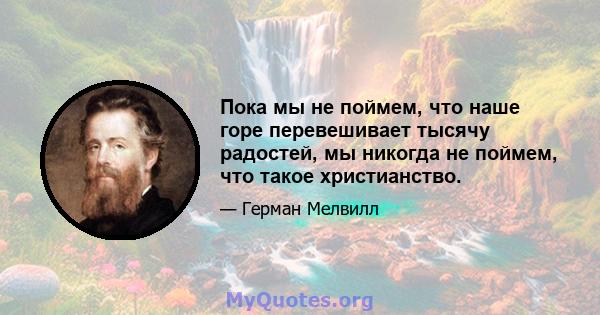 Пока мы не поймем, что наше горе перевешивает тысячу радостей, мы никогда не поймем, что такое христианство.