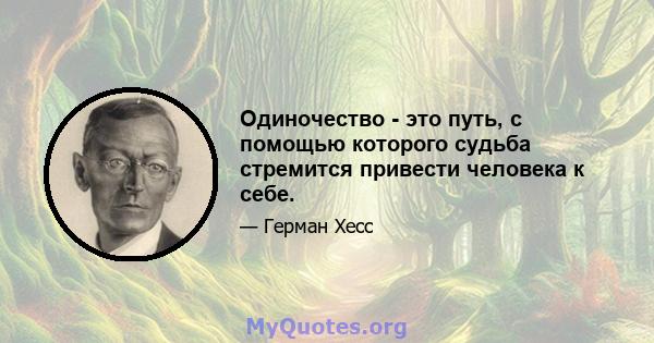 Одиночество - это путь, с помощью которого судьба стремится привести человека к себе.