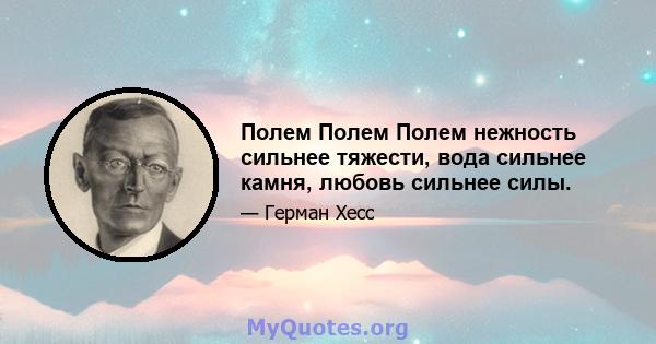 Полем Полем Полем нежность сильнее тяжести, вода сильнее камня, любовь сильнее силы.