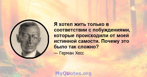 Я хотел жить только в соответствии с побуждениями, которые происходили от моей истинной самости. Почему это было так сложно?