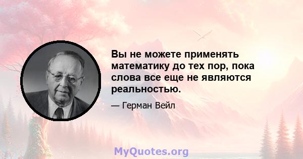 Вы не можете применять математику до тех пор, пока слова все еще не являются реальностью.