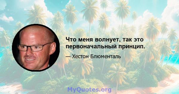 Что меня волнует, так это первоначальный принцип.