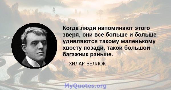 Когда люди напоминают этого зверя, они все больше и больше удивляются такому маленькому хвосту позади, такой большой багажник раньше.