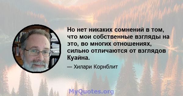 Но нет никаких сомнений в том, что мои собственные взгляды на это, во многих отношениях, сильно отличаются от взглядов Куайна.