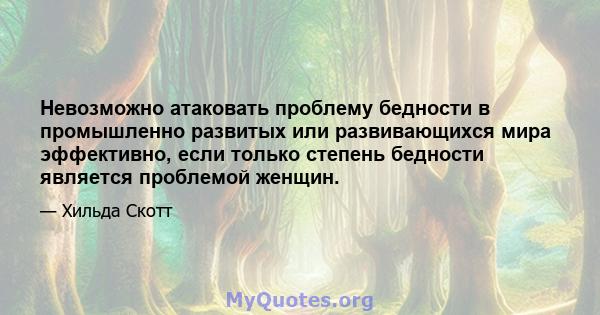 Невозможно атаковать проблему бедности в промышленно развитых или развивающихся мира эффективно, если только степень бедности является проблемой женщин.