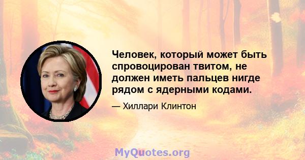 Человек, который может быть спровоцирован твитом, не должен иметь пальцев нигде рядом с ядерными кодами.