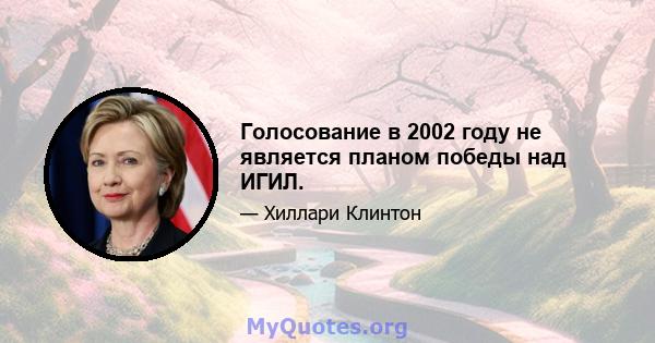 Голосование в 2002 году не является планом победы над ИГИЛ.