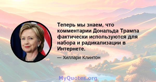 Теперь мы знаем, что комментарии Дональда Трампа фактически используются для набора и радикализации в Интернете.