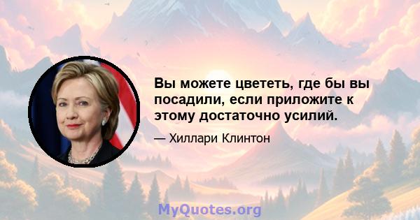 Вы можете цвететь, где бы вы посадили, если приложите к этому достаточно усилий.