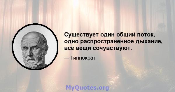 Существует один общий поток, одно распространенное дыхание, все вещи сочувствуют.