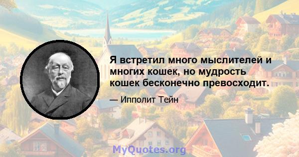 Я встретил много мыслителей и многих кошек, но мудрость кошек бесконечно превосходит.