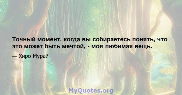 Точный момент, когда вы собираетесь понять, что это может быть мечтой, - моя любимая вещь.