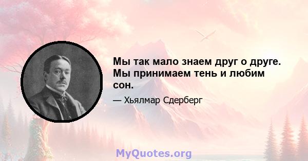 Мы так мало знаем друг о друге. Мы принимаем тень и любим сон.