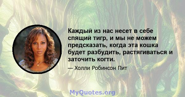 Каждый из нас несет в себе спящий тигр, и мы не можем предсказать, когда эта кошка будет разбудить, растягиваться и заточить когти.