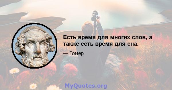 Есть время для многих слов, а также есть время для сна.