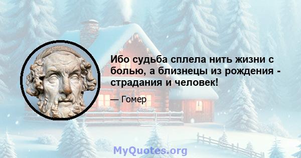 Ибо судьба сплела нить жизни с болью, а близнецы из рождения - страдания и человек!